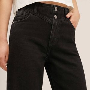 mango dark grey high-waist wideleg jeans • size 8 • new with tags
